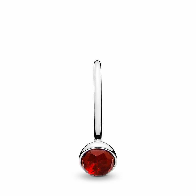 Pandora July Droplet Ring - Sterling Silver/Red/Synthetic Ruby - Canada | HN5834FY